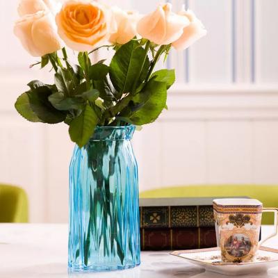 wholesale handblown clear cylinder art glass decoration flower glass round vase decor poland