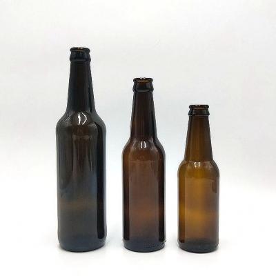 wholesale custom high quality amber glass beer bottles 