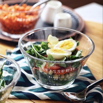 glass salad and fruit bowl