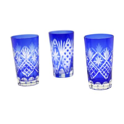 Wholesales 8oz square diamond carved design drinking glass tumbler tall and thin glass water cup 