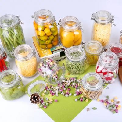 clear custom kitchen airtight food glass storage box jar with lid 