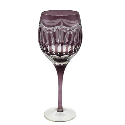 Best selling handmade colored elegant engraved goblet big wine glass cup