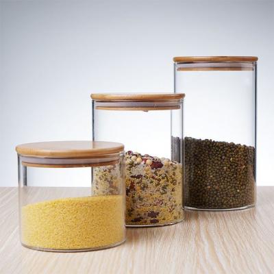 chinese pyrex glass storage jar set with stainless steel lid 