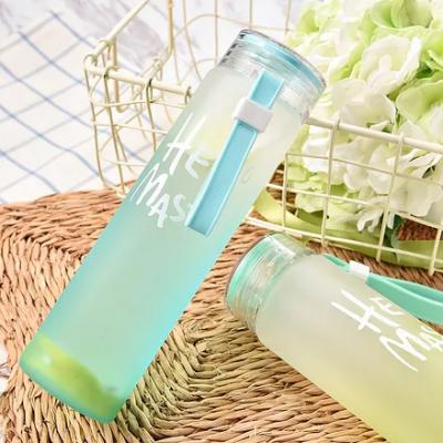 Sale 420ml 550ml glass drinking crystal sports water bottle with cloth sleeve 