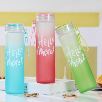 400ml Colour frosted portable heat-resistant cycling eco drinking glass crystal water bottle for water juice 