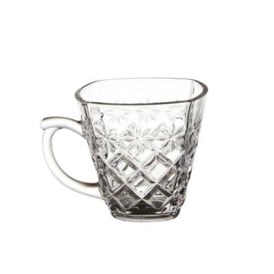 Factory direct sales Customised High quality exture Glass Cup with handle 
