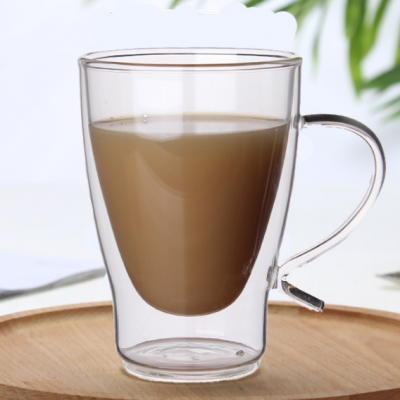 Heat Resistant Borosilicate Double Wall Glass Tea Cup Coffee Mug with Handle
