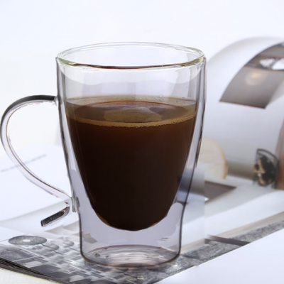 Double Wall Cappuccino Latte Macchiato Glass Cups with Handle Coffee Tea Milk Juice Glass Cups 350ml 