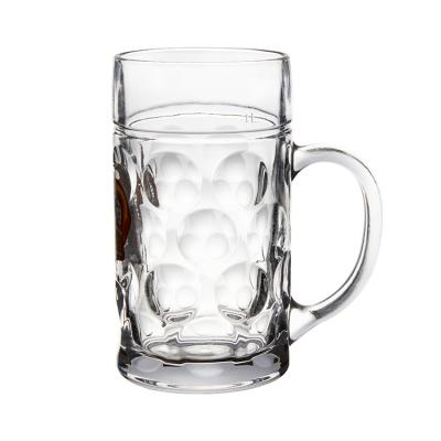 1 liter clear logo double walled borosilicate coffee beer glass mug cup with handle 