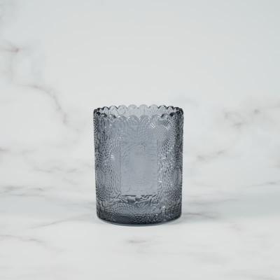 Embossed Glass Candle Jar